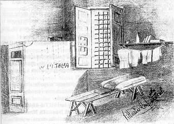 Schizzo dal vero eseguito da Vittorio Capocasale, coimputato di Pignatelli, nel carcere di S. Giovanni a Catanzaro.